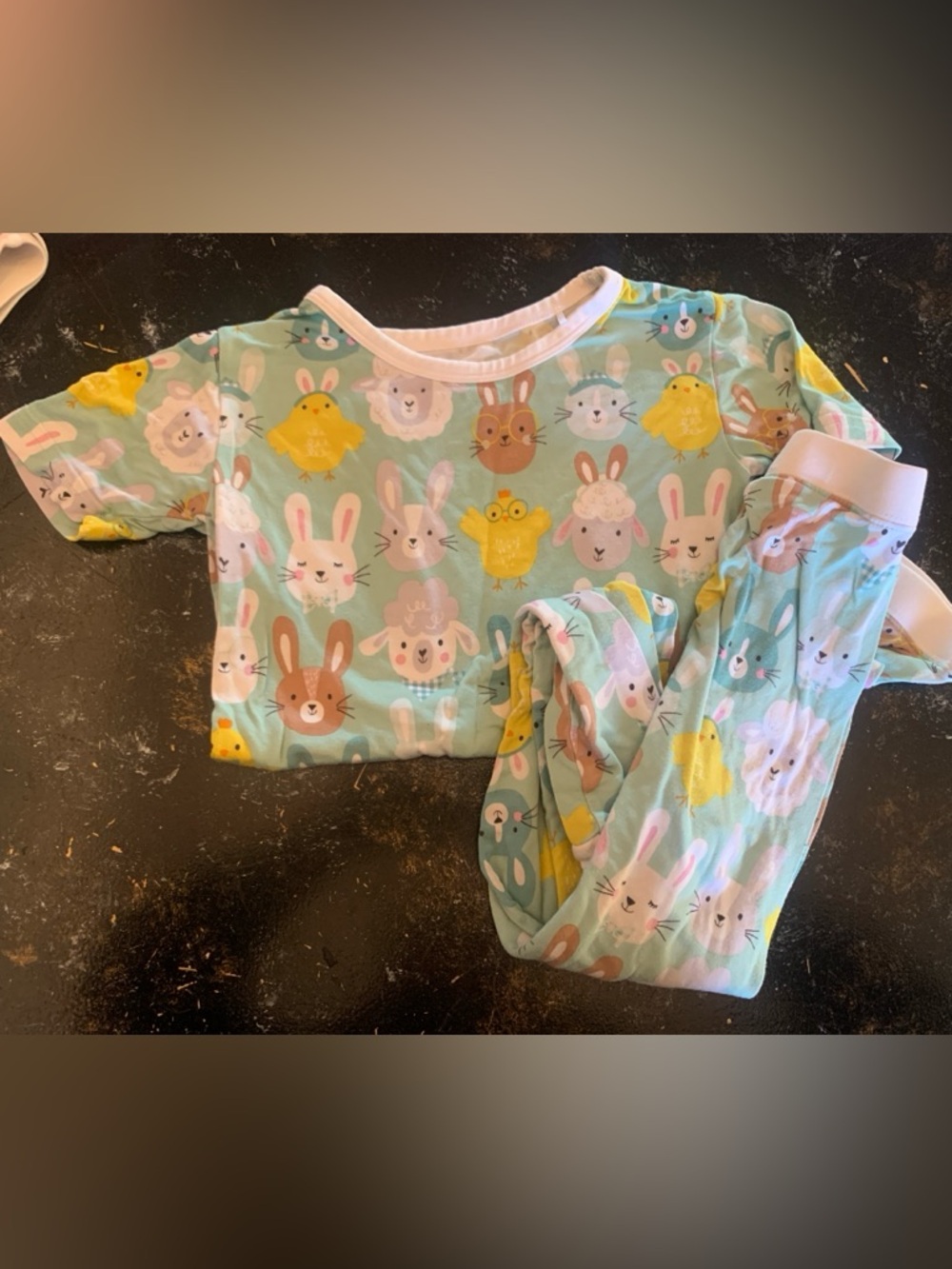 Little Sleepies Mint Bunny & Chick Pajama Set with Pastel Accents